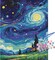 Paint by Numbers Kit for Adults Starry Night Adult Paint by Number Canvas,Acrylic Adults' Paint-by-Number Kits Starry Sky Cabin for Home Wall Decor